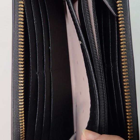 KATE SPADE Black Cameron Street Flock Roses Leather Continental LACEY Wallet - Picture 9 of 15